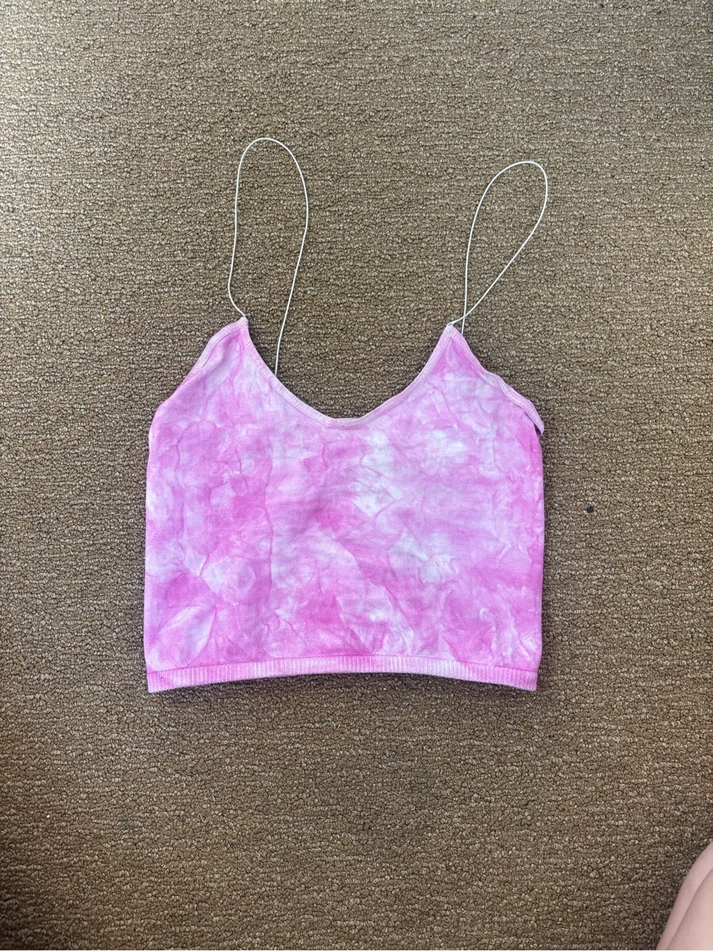 Pink Tie-Dye Spaghetti Strap Crop Top